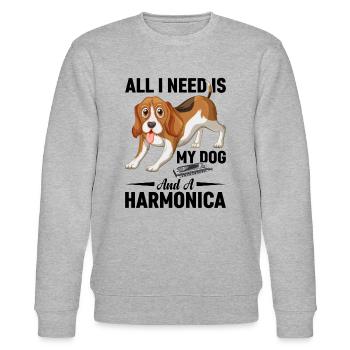 All I Need Is My Dog And A Harmonica - Stanley/Stella Unisex Bio-Sweatshirt CHANGER  - Grau meliert - Vorne - Nik (191cm) & Marisol (170cm)