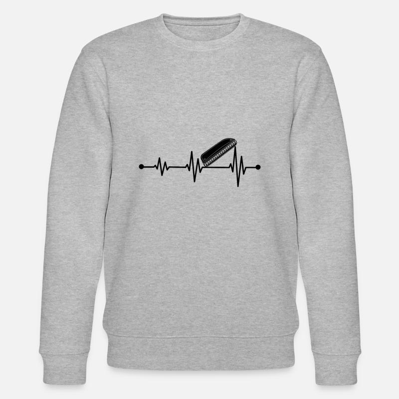 Harmonica Instrument Harmonica Heartbeat - Stanley/Stella Unisex Bio-Sweatshirt CHANGER  - Grau meliert