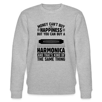 Money Can't Buy Happiness But You Can Buy A Harmon - Stanley/Stella Unisex Bio-Sweatshirt CHANGER  - Grau meliert - Vorne - Nik (191cm) & Marisol (170cm)