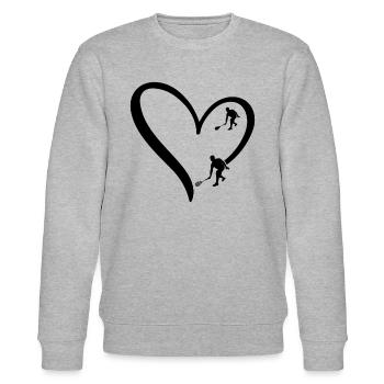 Squash Heart Squash silhouette Squash player - Stanley/Stella CHANGER Unisex Organic Sweatshirt - heather grey - Front - Nik (191cm) & Marisol (170cm)
