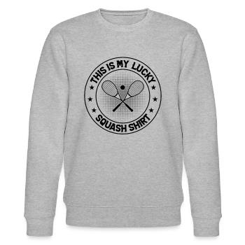 This is my lucky Squash Shirt Squash Player - Stanley/Stella CHANGER Unisex Organic Sweatshirt - heather grey - Front - Nik (191cm) & Marisol (170cm)