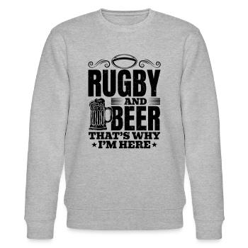 Le rugby et la bière, c’est pour ça que je suis là - Rugby Saying - Sweat bio CHANGER Stanley/Stella Unisexe - gris chiné - Devant - Nik (191cm) & Marisol (170cm)