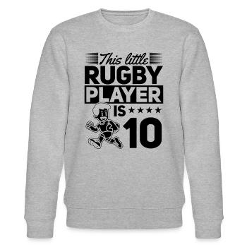 This little Rugby player is 10 Years 10th Birthday - Stanley/Stella Unisex Bio-Sweatshirt CHANGER  - Grau meliert - Vorne - Nik (191cm) & Marisol (170cm)