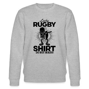 Maillot Lucky Rugby Ne pas laver - Funny Rugby - Sweat bio CHANGER Stanley/Stella Unisexe - gris chiné - Devant - Nik (191cm) & Marisol (170cm)