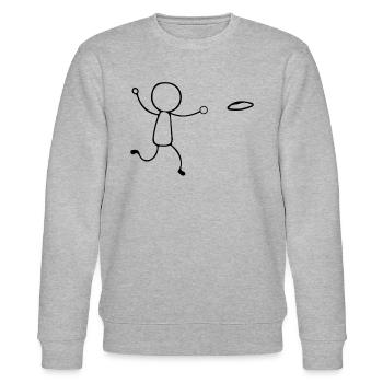 Funny Disc Golf stick figure disc golf player - Stanley/Stella Unisex Bio-Sweatshirt CHANGER  - Grau meliert - Vorne - Nik (191cm) & Marisol (170cm)