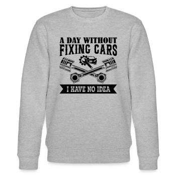 A day without fixing cars I have no idea - Car Mec - Stanley/Stella Unisex Bio-Sweatshirt CHANGER  - Grau meliert - Vorne - Nik (191cm) & Marisol (170cm)