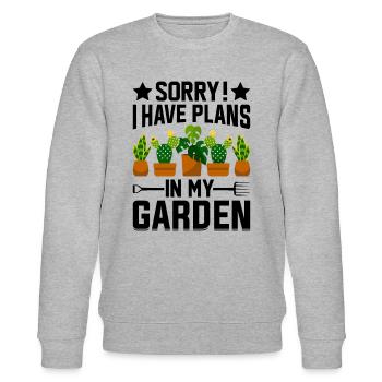 Désolé, j’ai des projets dans mon jardin - Hobby Gardener G - Sweat bio CHANGER Stanley/Stella Unisexe - gris chiné - Devant - Nik (191cm) & Marisol (170cm)