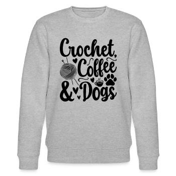 Crochet coffee & dogs - Crocheter Dog Lover - Stanley/Stella CHANGER Unisex Organic Sweatshirt - heather grey - Front - Nik (191cm) & Marisol (170cm)