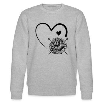 Yarn ball Heart Crochet Lover - Stanley/Stella CHANGER Unisex Organic Sweatshirt - heather grey - Front - Nik (191cm) & Marisol (170cm)