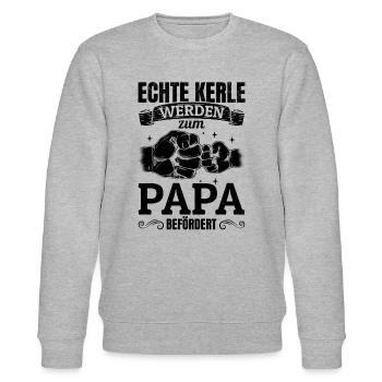 Les vrais gars sont promus au rang de papa - papa - Sweat bio CHANGER Stanley/Stella Unisexe - gris chiné - Devant - Nik (191cm) & Marisol (170cm)
