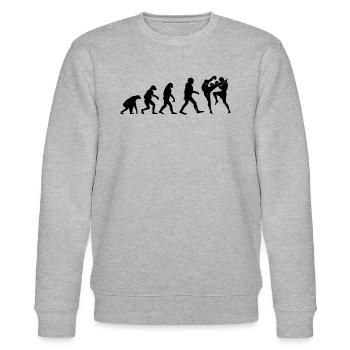 Muay Thai Evolution Muay Thai Fighter - Stanley/Stella Unisex Bio-Sweatshirt CHANGER  - Grau meliert - Vorne - Nik (191cm) & Marisol (170cm)