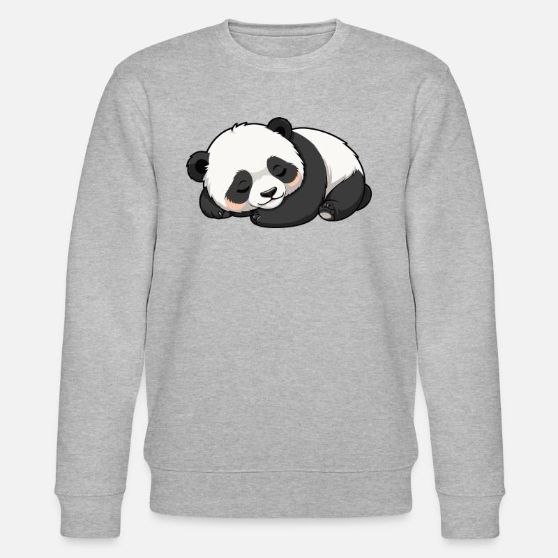 Sleeping Panda - Animal Design - Stanley/Stella Unisex Bio-Sweatshirt CHANGER - Grau meliert