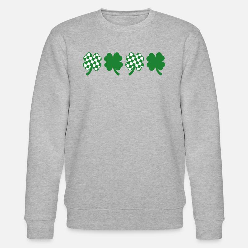 Karierter Klee St. Patrick's Day - Stanley/Stella Unisex Bio-Sweatshirt CHANGER  - Grau meliert