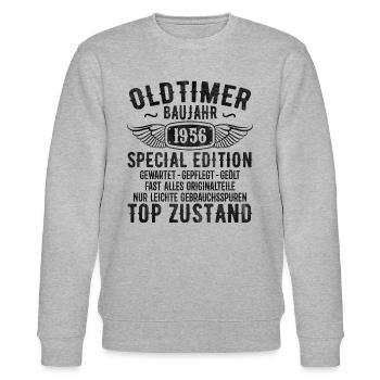 Vintage 1956 Geburtstagsgeschenk 1956 Baujahr - Stanley/Stella Unisex Bio-Sweatshirt CHANGER  - Grau meliert - Vorne - Nik (191cm) & Marisol (170cm)