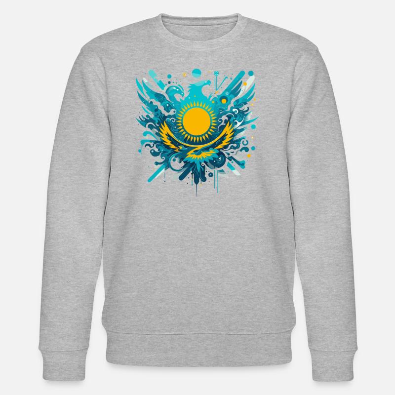 Kasachstan kunstvoll Geschenk - Stanley/Stella Unisex Bio-Sweatshirt CHANGER  - Grau meliert