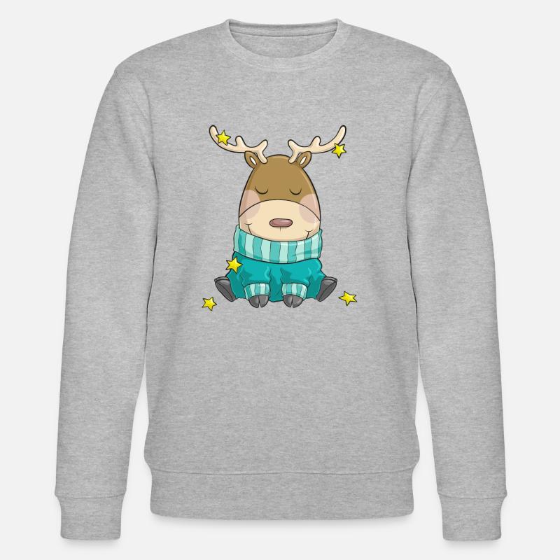 Putziges Weihnachts Rentier Comic - Stanley/Stella Unisex Bio-Sweatshirt CHANGER  - Grau meliert