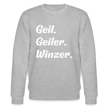 Geil. Geiler. Winzer - Stanley/Stella Unisex Bio-Sweatshirt CHANGER  - Grau meliert - Vorne - Nik (191cm) & Marisol (170cm)