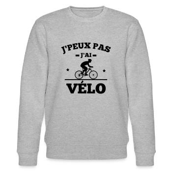 J peux Pas j ai vélo - Sweat bio CHANGER Stanley/Stella Unisexe - gris chiné - Devant - Nik (191cm) & Marisol (170cm)