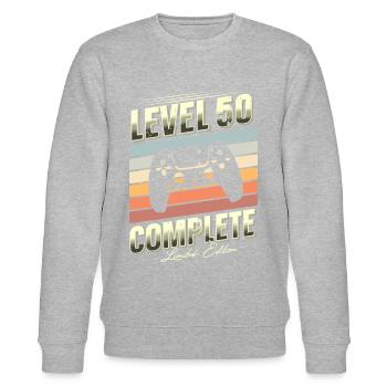 50th Birthday Level 50 Complete Limited Edition - Stanley/Stella CHANGER Unisex Organic Sweatshirt - heather grey - Front - Nik (191cm) & Marisol (170cm)