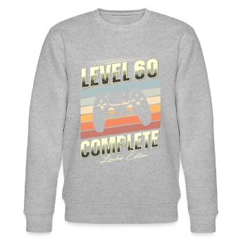 60th Birthday Level 60 Complete Limited Edition - Stanley/Stella CHANGER Unisex Organic Sweatshirt - heather grey - Front - Nik (191cm) & Marisol (170cm)