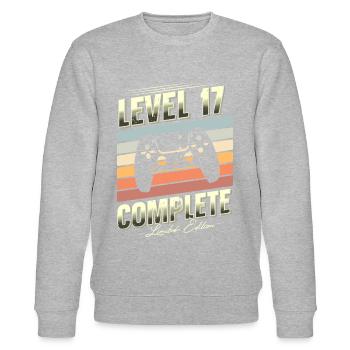 17th Birthday Level 17 Complete Limited Edition - Stanley/Stella CHANGER Unisex Organic Sweatshirt - heather grey - Front - Nik (191cm) & Marisol (170cm)