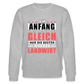 Am Anfang waren alle gleich - Landwirt Edition - Stanley/Stella Unisex Bio-Sweatshirt CHANGER  - Grau meliert - Vorne - Nik (191cm) & Marisol (170cm)