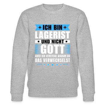 Ich bin Lagerist und nicht Gott - Stanley/Stella Unisex Bio-Sweatshirt CHANGER  - Grau meliert - Vorne - Nik (191cm) & Marisol (170cm)