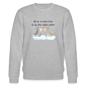 Seehunde in Love - Stanley/Stella Unisex Bio-Sweatshirt CHANGER  - Grau meliert - Vorne - Nik (191cm) & Marisol (170cm)