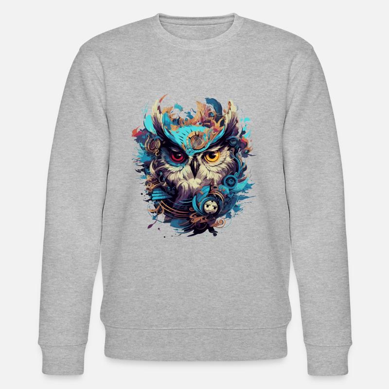 Coole Steampunk Eule - Stanley/Stella Unisex Bio-Sweatshirt CHANGER  - Grau meliert