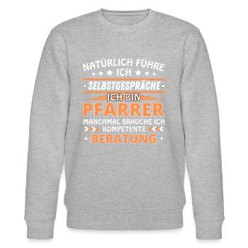 I Talk to Myself - Pastor Edition - Stanley/Stella CHANGER Unisex Organic Sweatshirt - heather grey - Front - Nik (191cm) & Marisol (170cm)