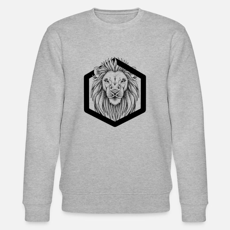 Lion dotwork - Stanley/Stella CHANGER Unisex Organic Sweatshirt - heather grey