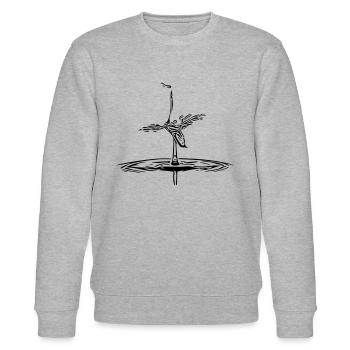 Heron bird silhouette - Stanley/Stella CHANGER Unisex Organic Sweatshirt - heather grey - Front - Nik (191cm) & Marisol (170cm)