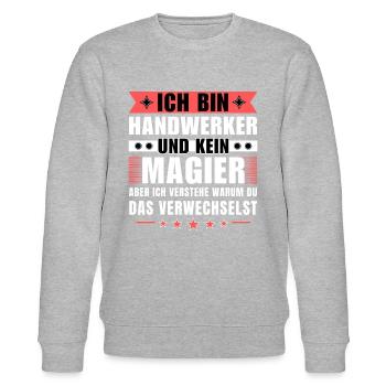 Ich bin Handwerker und kein Magier - Stanley/Stella Unisex Bio-Sweatshirt CHANGER  - Grau meliert - Vorne - Nik (191cm) & Marisol (170cm)
