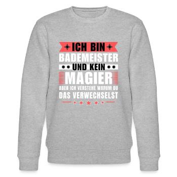 Ich bin Bademeister und kein Magier - Stanley/Stella Unisex Bio-Sweatshirt CHANGER  - Grau meliert - Vorne - Nik (191cm) & Marisol (170cm)