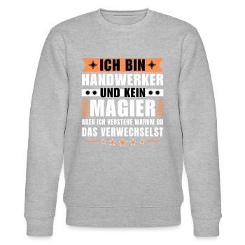 Ich bin Handwerker und kein Magier - Stanley/Stella Unisex Bio-Sweatshirt CHANGER  - Grau meliert - Vorne - Nik (191cm) & Marisol (170cm)