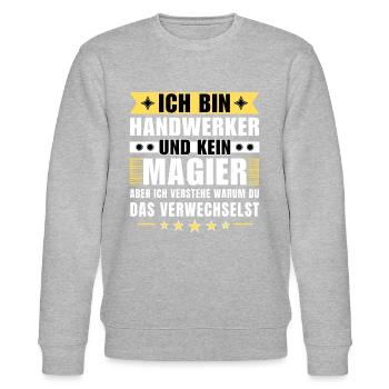 Ich bin Handwerker und kein Magier - Stanley/Stella Unisex Bio-Sweatshirt CHANGER  - Grau meliert - Vorne - Nik (191cm) & Marisol (170cm)