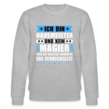 Ich bin Hausmeister und kein Magier - Stanley/Stella Unisex Bio-Sweatshirt CHANGER  - Grau meliert - Vorne - Nik (191cm) & Marisol (170cm)
