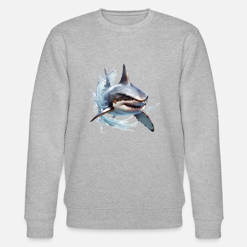 Shark Design - Stanley/Stella Unisex Bio-Sweatshirt CHANGER  - Grau meliert