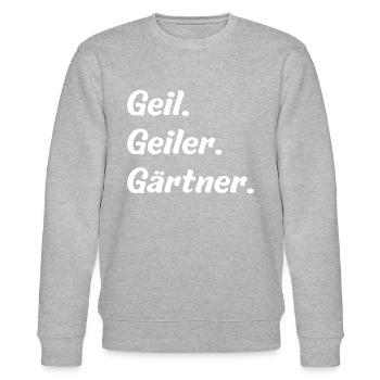 Geil. Geiler. Gärtner - Stanley/Stella Unisex Bio-Sweatshirt CHANGER  - Grau meliert - Vorne - Nik (191cm) & Marisol (170cm)