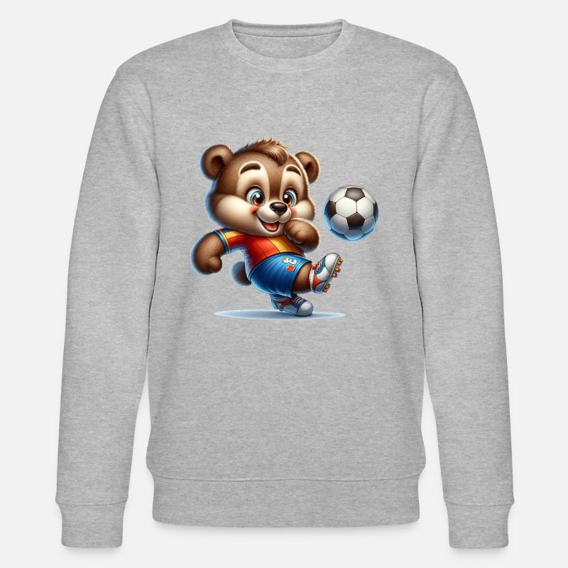 Cute Soccer Player Bear - Stanley/Stella CHANGER Unisex Organic Sweatshirt - heather grey