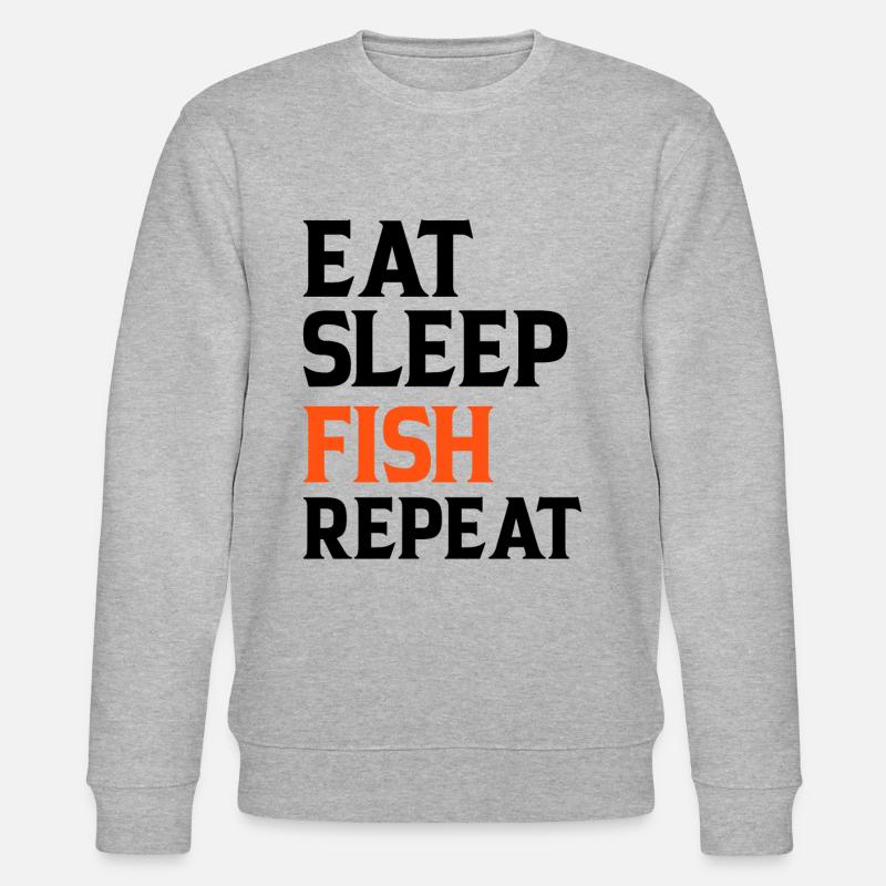 Eat Sleep Fish Repeat - Stanley/Stella Unisex Bio-Sweatshirt CHANGER  - Grau meliert