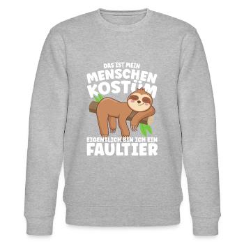 Faultier Kostüm Fasching Karneval - Stanley/Stella Unisex Bio-Sweatshirt CHANGER  - Grau meliert - Vorne - Nik (191cm) & Marisol (170cm)