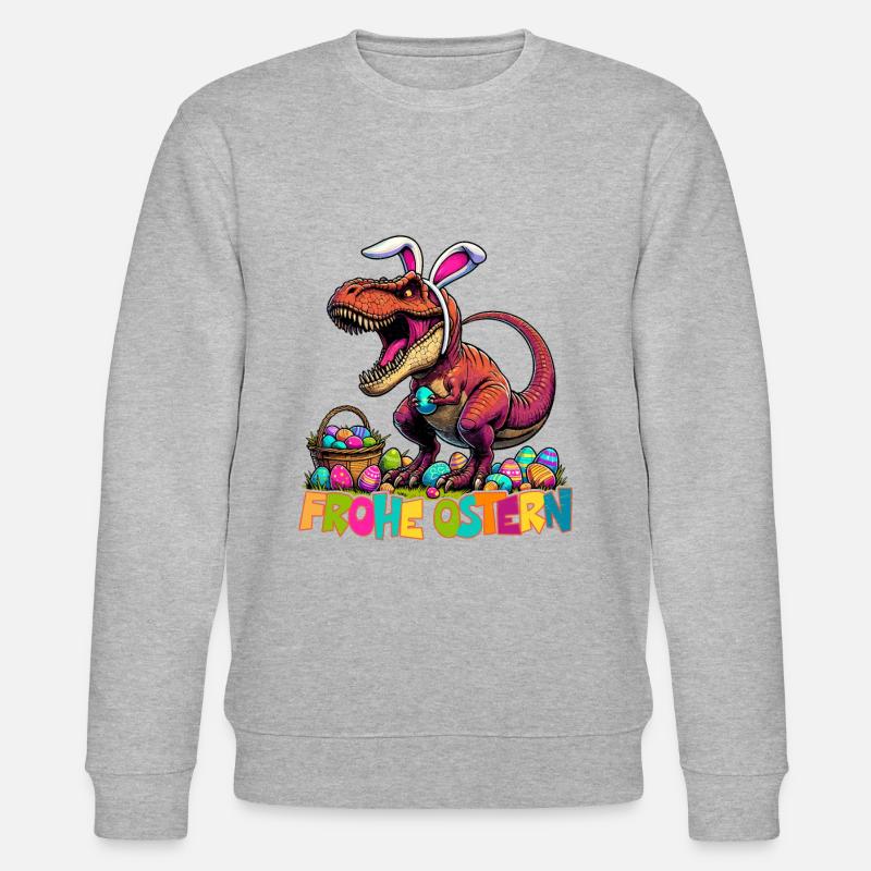 Dinosaure Trex garçons panier de Pâques lapin de Pâques - Sweat bio CHANGER Stanley/Stella Unisexe - gris chiné
