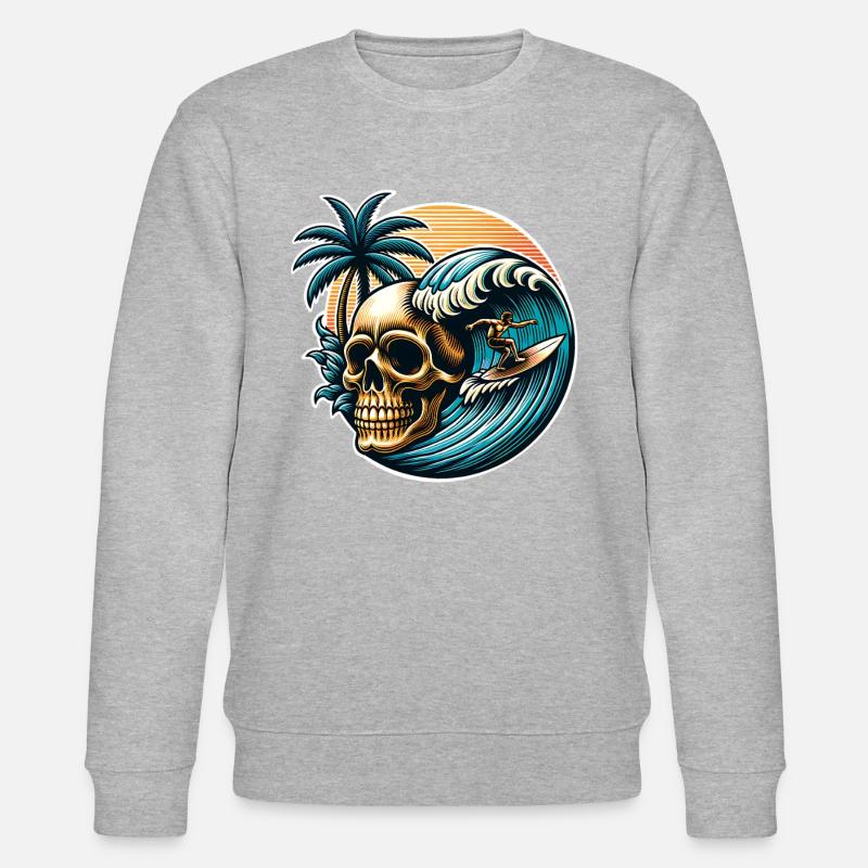 Surfen Surfer skull - Stanley/Stella Unisex Bio-Sweatshirt CHANGER  - Grau meliert