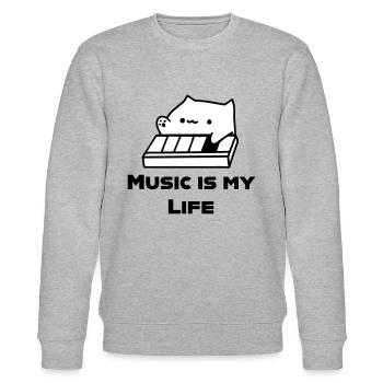 BongoCat Loves Music - Stanley/Stella Unisex Bio-Sweatshirt CHANGER  - Grau meliert - Vorne - Nik (191cm) & Marisol (170cm)