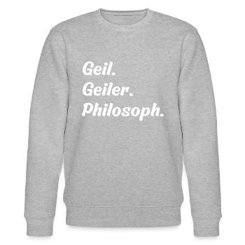 Geil. Geiler. Philosoph - Stanley/Stella Unisex Bio-Sweatshirt CHANGER  - Grau meliert - Vorne - Nik (191cm) & Marisol (170cm)