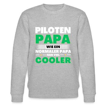 Piloten Papa wie ein normaler nur viel cooler - Stanley/Stella Unisex Bio-Sweatshirt CHANGER  - Grau meliert - Vorne - Nik (191cm) & Marisol (170cm)