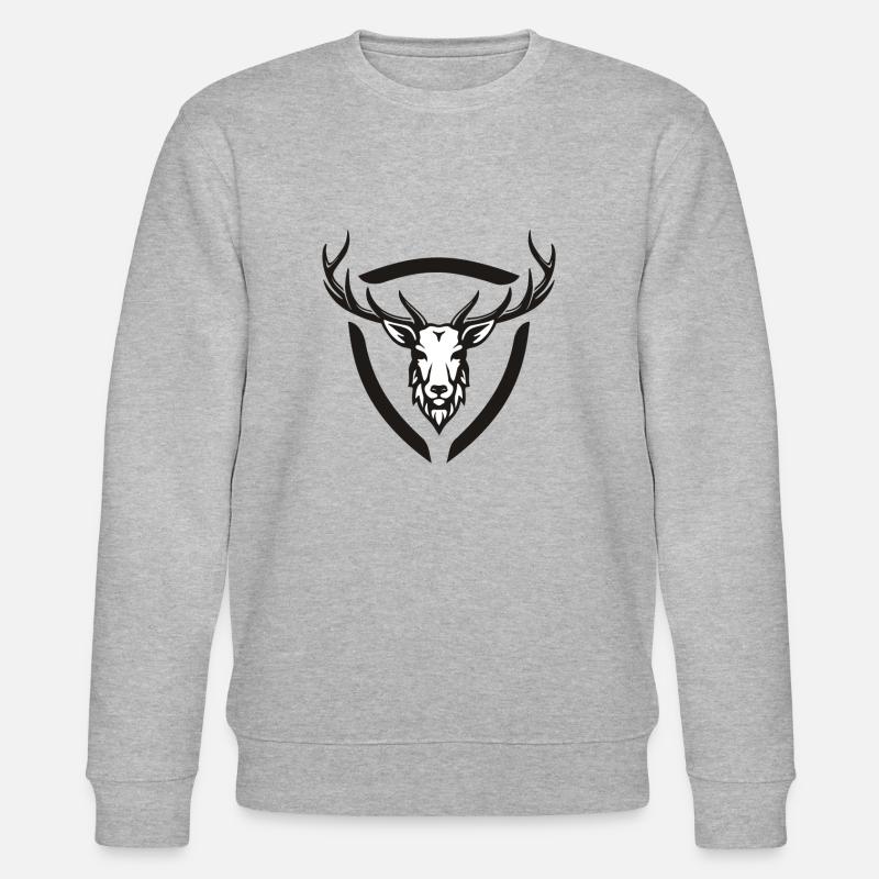 Hirsch | Hirschgeweih | Hirschkopf | Black - Stanley/Stella Unisex Bio-Sweatshirt CHANGER  - Grau meliert
