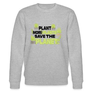 Plant More Plants Save The Planet - Stanley/Stella Unisex Bio-Sweatshirt CHANGER  - Grau meliert - Vorne - Nik (191cm) & Marisol (170cm)