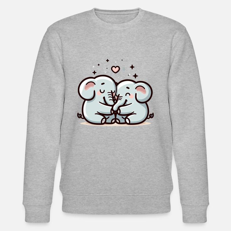 Two Elephants In Love - Stanley/Stella CHANGER Unisex Organic Sweatshirt - heather grey